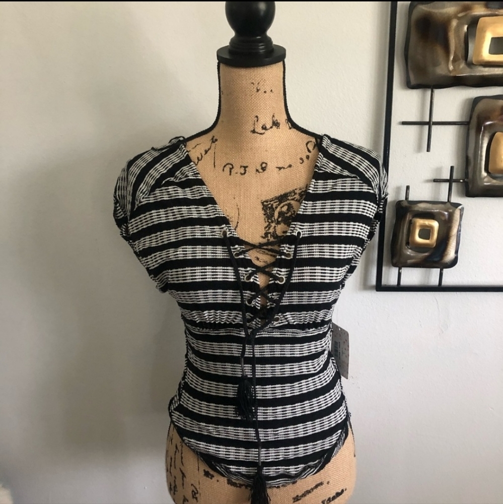 NWT Free People Striped Shirt V Neck
